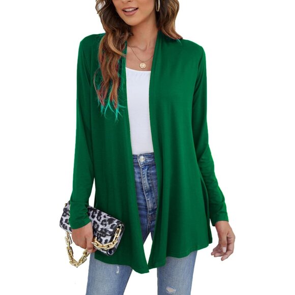 Sweaters - Women's Lightweight Open Front Cardigan Long Sleeve Casual Soft Drape Fall